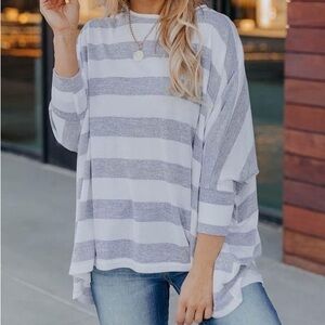 Pink Lily Make My Heart Sing Striped Blouse